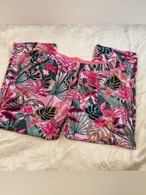 Vera Bradley Rain Forest Canopy Coral Print Pajama Pants Womens XL